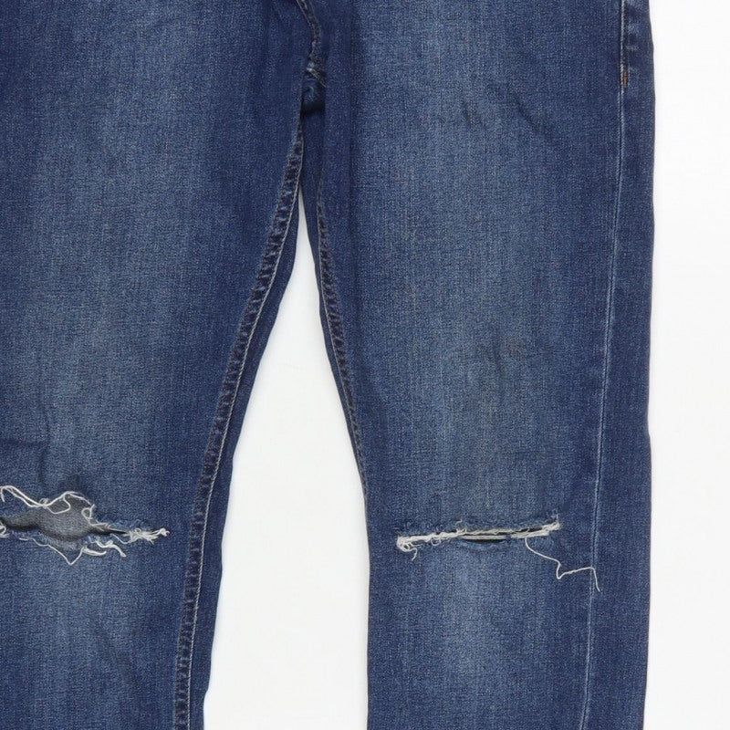 Next Men's Blue W32 L31 Skinny Distressed Stretch Denim Jeans