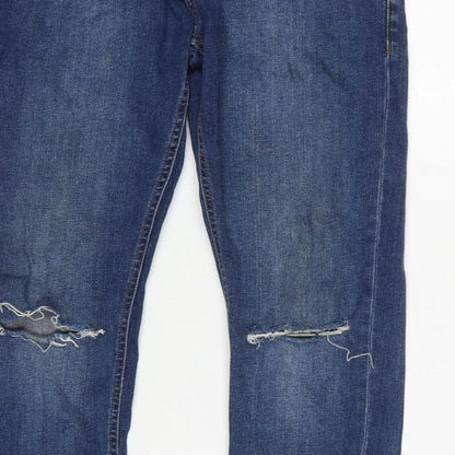 Next Men's Blue W32 L31 Skinny Distressed Stretch Denim Jeans