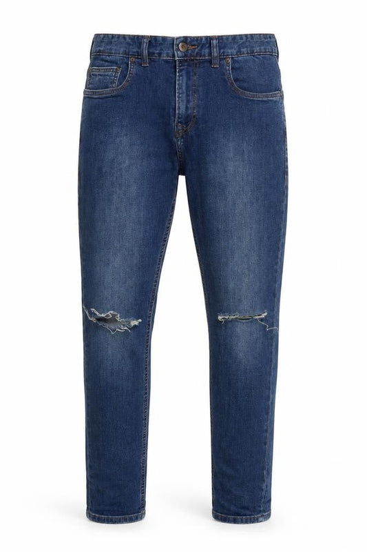 Front view of Next Men's Blue W32 L31 Skinny Distressed Stretch Denim Jeans