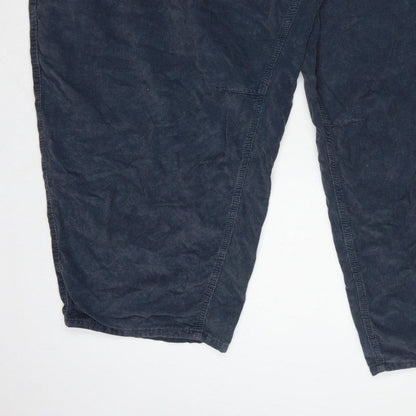 Next Women Blue Corduroy Capri Tapered Trousers UK 26 Regular