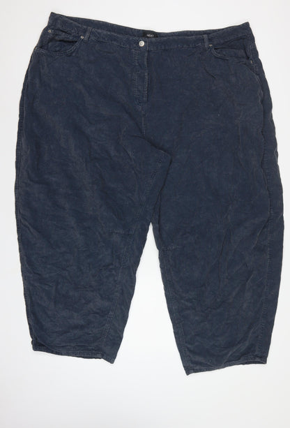 Next Women Blue Corduroy Capri Tapered Trousers UK 26 Regular