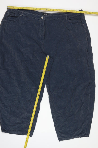 Next Women Blue Corduroy Capri Tapered Trousers UK 26 Regular