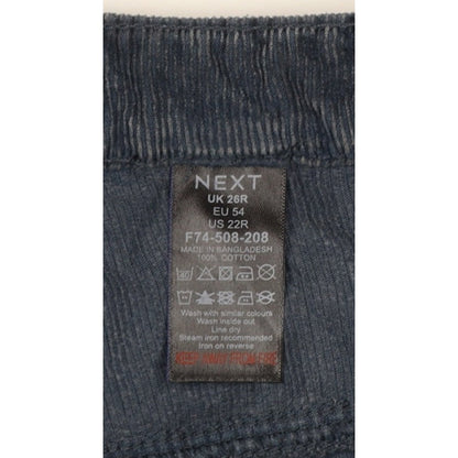 Next Women Blue Corduroy Capri Tapered Trousers UK 26 Regular