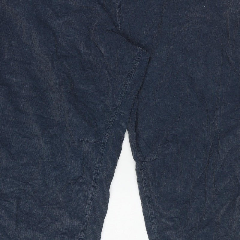Next Women Blue Corduroy Capri Tapered Trousers UK 26 Regular