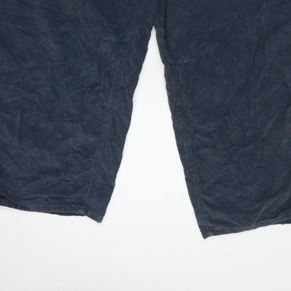 Next Women Blue Corduroy Capri Tapered Trousers UK 26 Regular