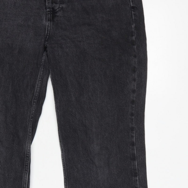 Topshop Women Black High Rise Straight Jeans UK 12 W30 L28