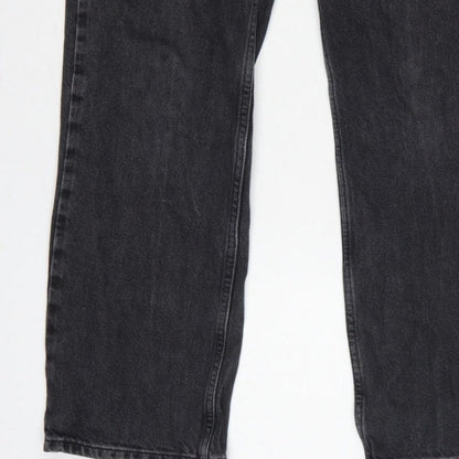 Topshop Women Black High Rise Straight Jeans UK 12 W30 L28