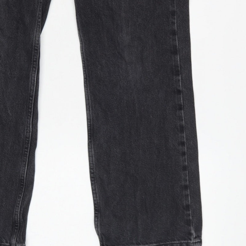 Topshop Women Black High Rise Straight Jeans UK 12 W30 L28