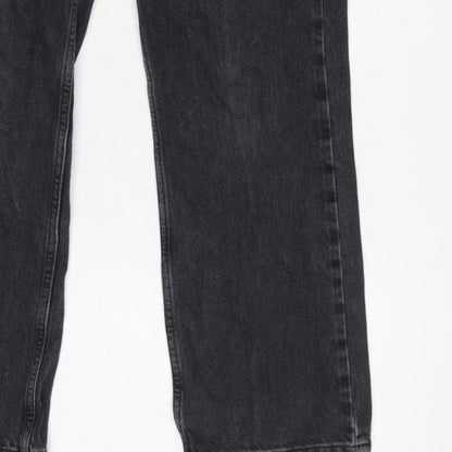 Topshop Women Black High Rise Straight Jeans UK 12 W30 L28
