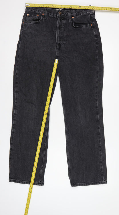 Topshop Women Black High Rise Straight Jeans UK 12 W30 L28