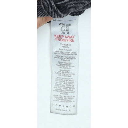 Topshop Women Black High Rise Straight Jeans UK 12 W30 L28