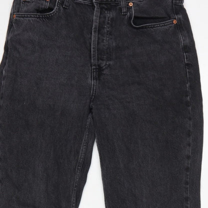 Topshop Women Black High Rise Straight Jeans UK 12 W30 L28