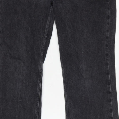 Topshop Women Black High Rise Straight Jeans UK 12 W30 L28