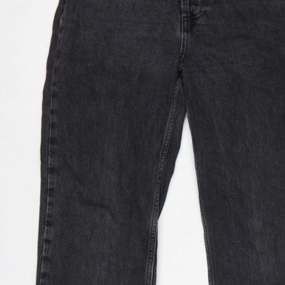 Topshop Women Black High Rise Straight Jeans UK 12 W30 L28