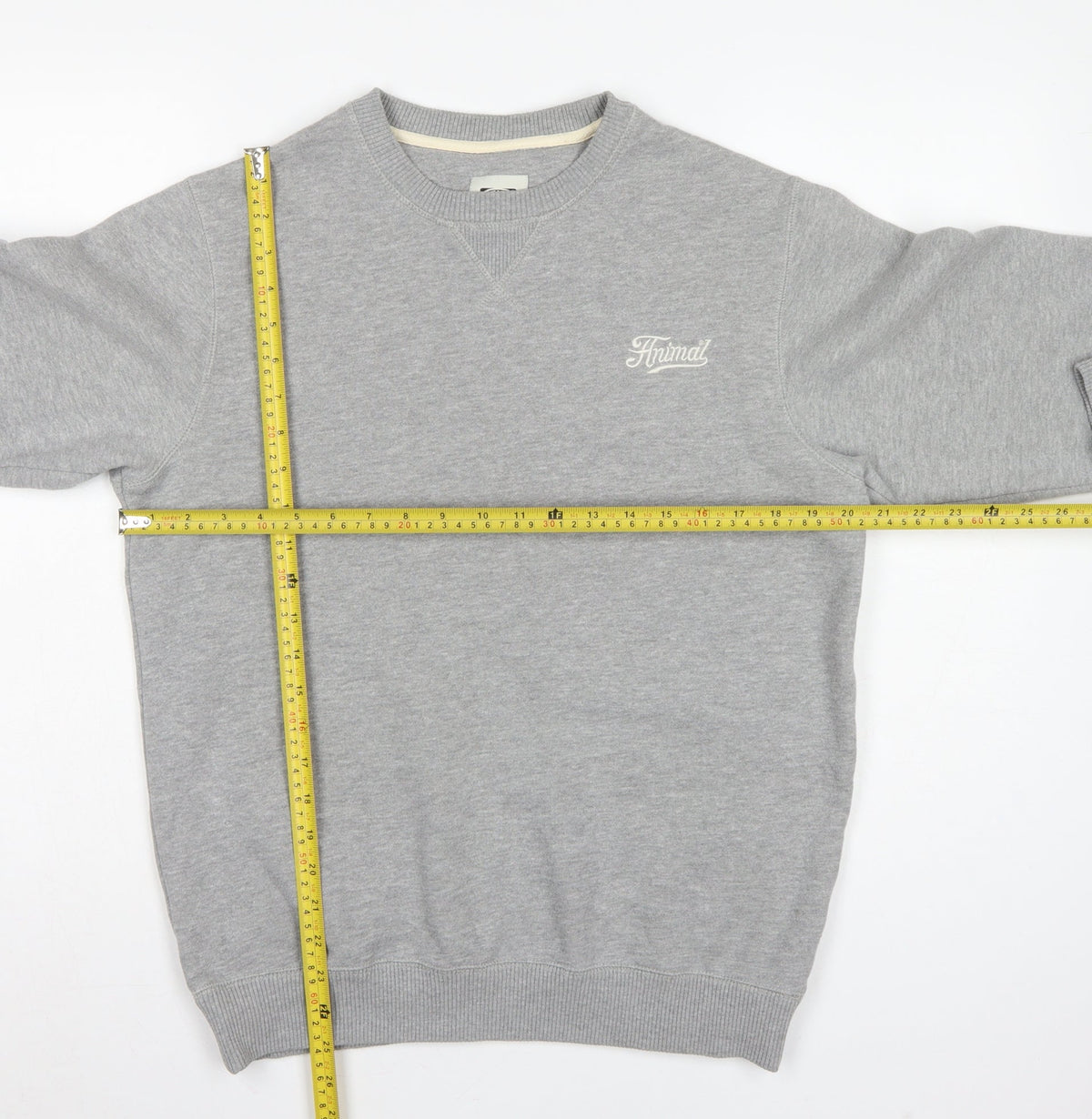Animal Men’s Grey S Pullover Crew Neck Embroidered Logo Sweatshirt