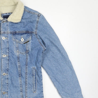 Zara Man Men's Blue M Sherpa Lined Denim Button Jacket
