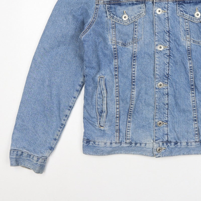 Zara Man Men's Blue M Sherpa Lined Denim Button Jacket