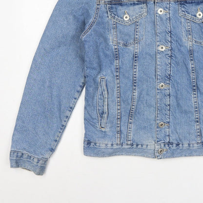 Zara Man Men's Blue M Sherpa Lined Denim Button Jacket