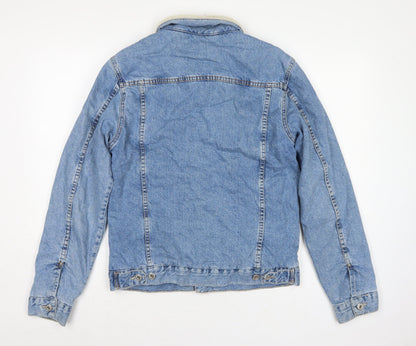 Zara Man Men's Blue M Sherpa Lined Denim Button Jacket