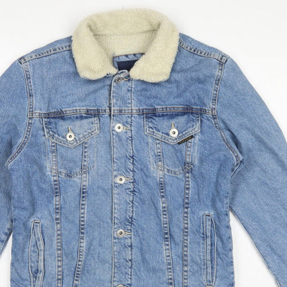 Zara Man Men's Blue M Sherpa Lined Denim Button Jacket