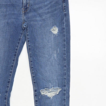 UNIQLO Women’s Blue UK 10 Skinny Distressed Stretch Jeans W27