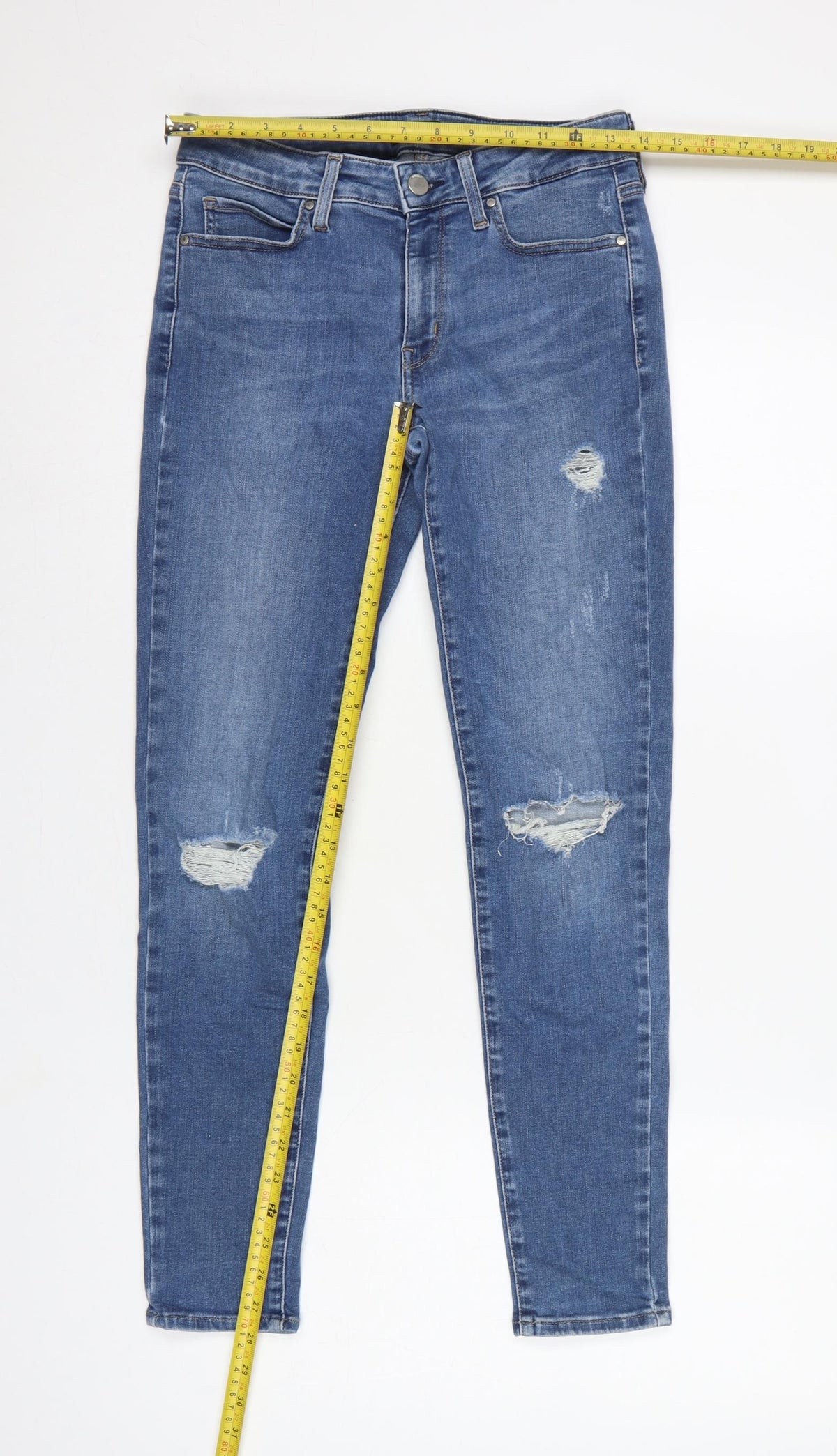 UNIQLO Women’s Blue UK 10 Skinny Distressed Stretch Jeans W27