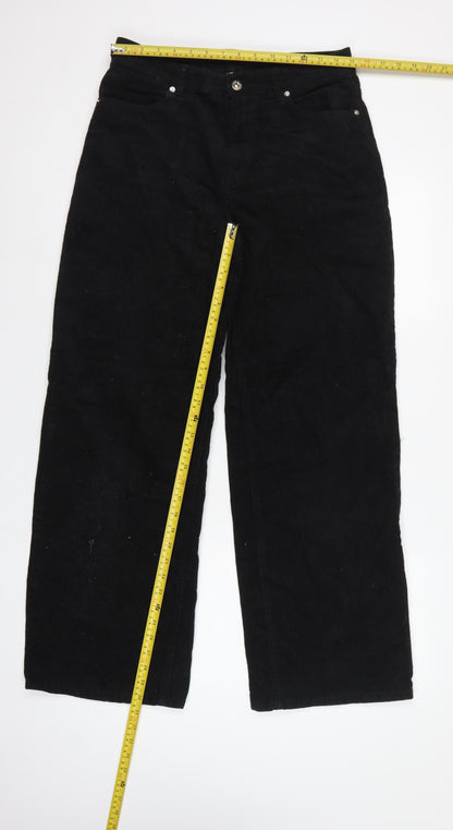 H&M Divided Women’s Black UK 8 Corduroy Wide-Leg Trousers