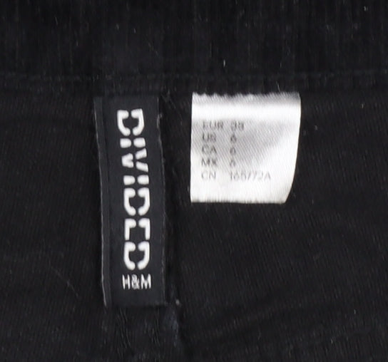 H&M Divided Women’s Black UK 8 Corduroy Wide-Leg Trousers