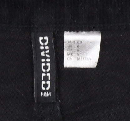 H&M Divided Women’s Black UK 8 Corduroy Wide-Leg Trousers