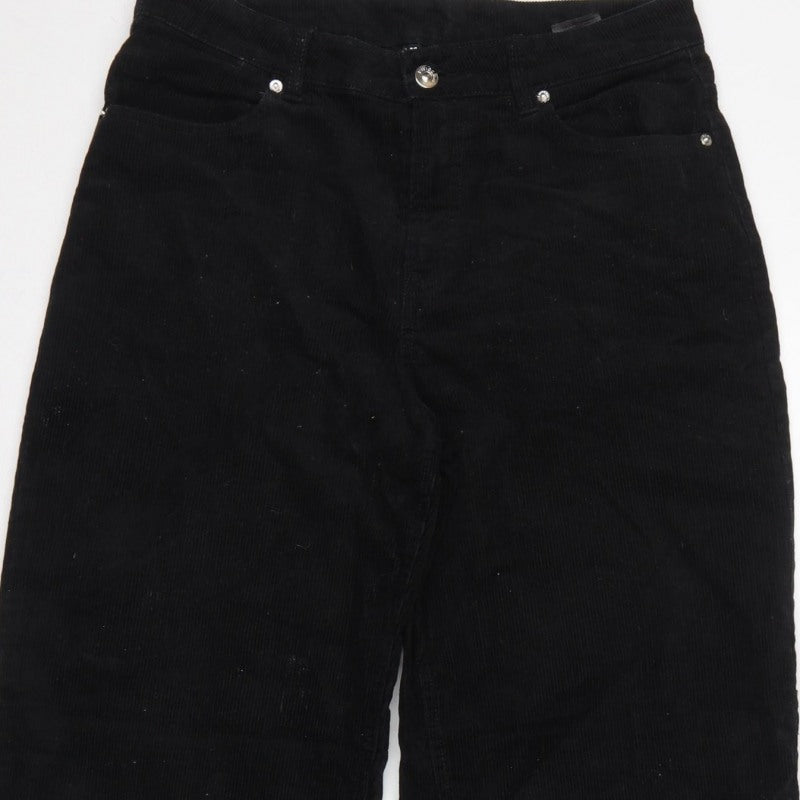 H&M Divided Women’s Black UK 8 Corduroy Wide-Leg Trousers