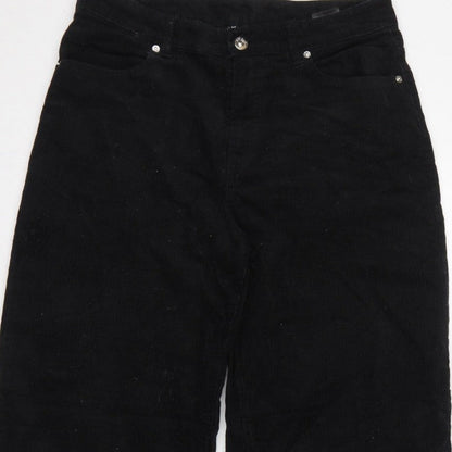 H&M Divided Women’s Black UK 8 Corduroy Wide-Leg Trousers