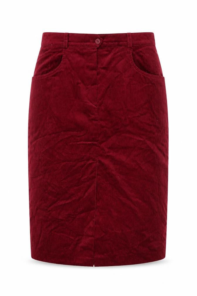 Lucia Women Red Corduroy Pencil Skirt UK 14 Knee Length