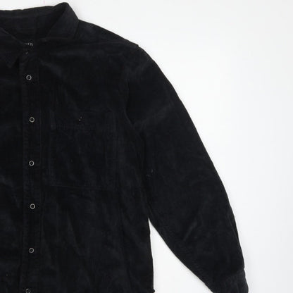 Zara Men's Black S Relaxed Fit Corduroy Long Sleeve Button-Up Shirt
