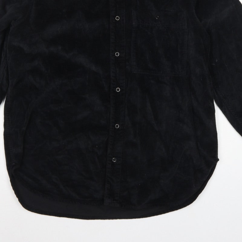 Zara Men's Black S Relaxed Fit Corduroy Long Sleeve Button-Up Shirt