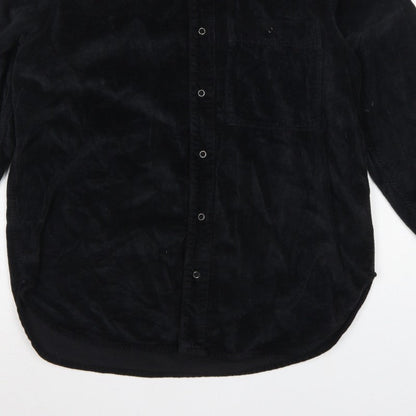 Zara Men's Black S Relaxed Fit Corduroy Long Sleeve Button-Up Shirt