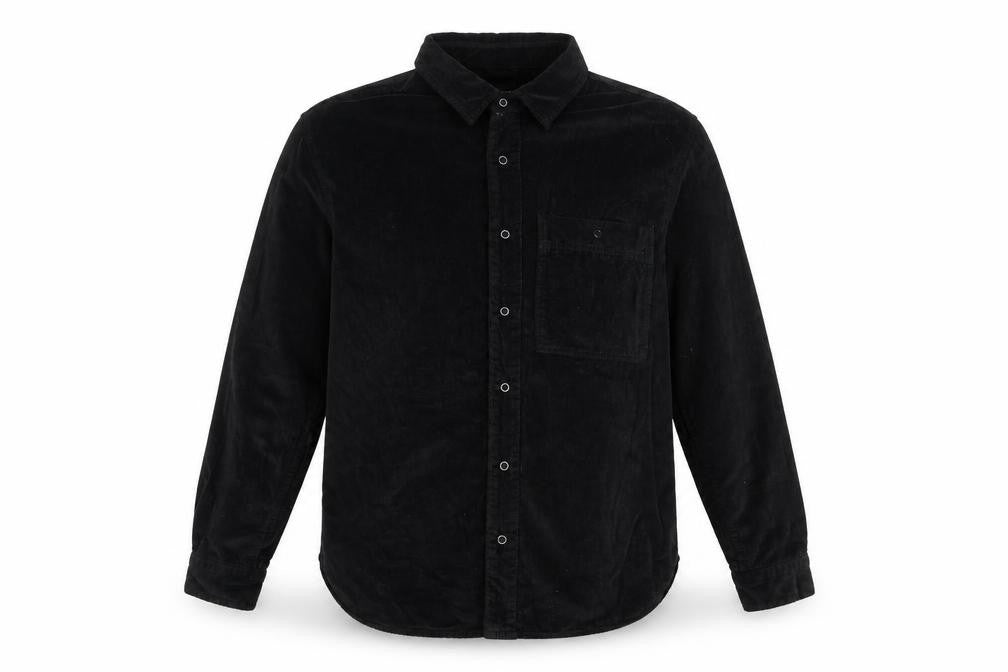 Zara Men's Black S Relaxed Fit Corduroy Long Sleeve Button-Up Shirt