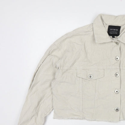 Cotton On Women’s Ivory UK 12 Cropped Corduroy Button Jacket