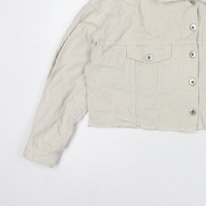 Cotton On Women’s Ivory UK 12 Cropped Corduroy Button Jacket