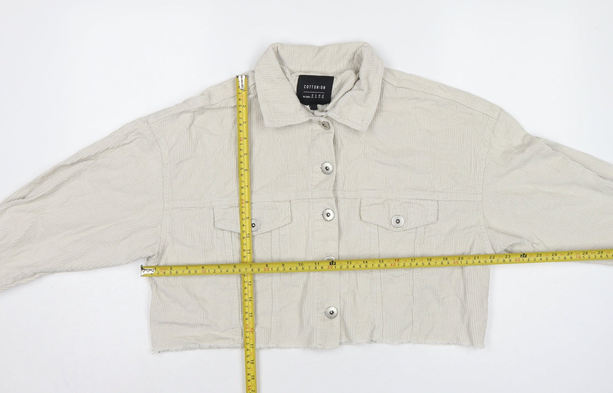 Cotton On Women’s Ivory UK 12 Cropped Corduroy Button Jacket