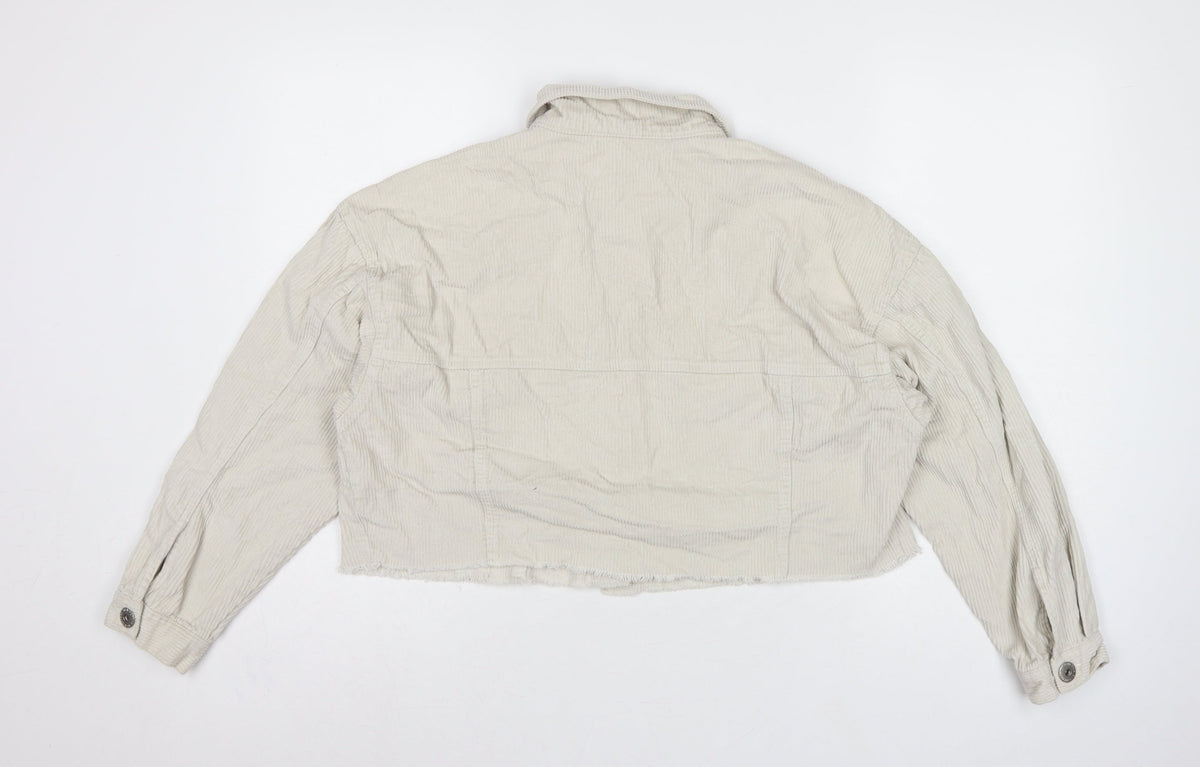 Cotton On Women’s Ivory UK 12 Cropped Corduroy Button Jacket