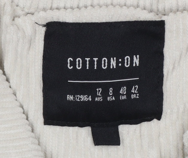 Cotton On Women’s Ivory UK 12 Cropped Corduroy Button Jacket
