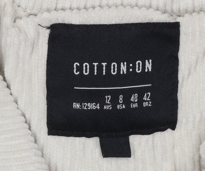Cotton On Women’s Ivory UK 12 Cropped Corduroy Button Jacket