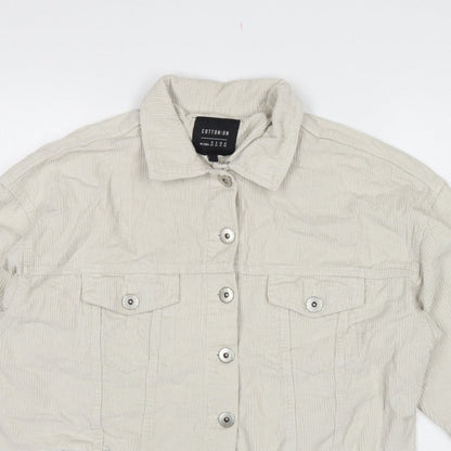 Cotton On Women’s Ivory UK 12 Cropped Corduroy Button Jacket