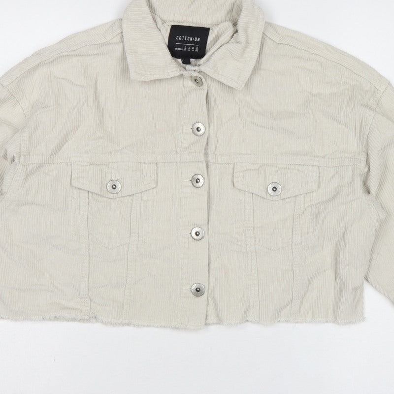 Cotton On Women’s Ivory UK 12 Cropped Corduroy Button Jacket