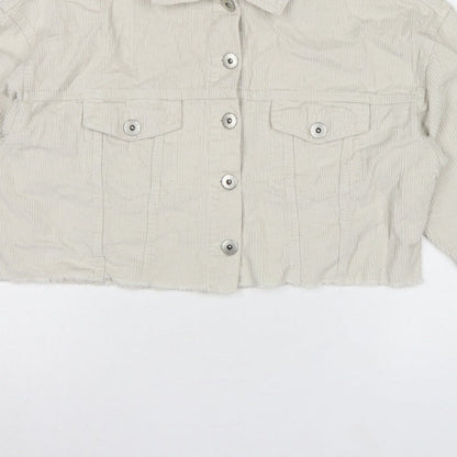 Cotton On Women’s Ivory UK 12 Cropped Corduroy Button Jacket