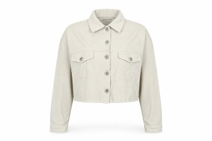 Cotton On Women’s Ivory UK 12 Cropped Corduroy Button Jacket