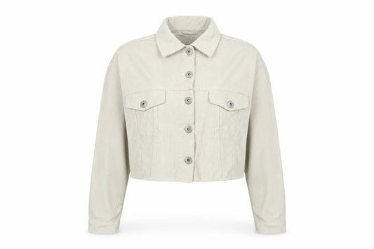 Cotton On Women’s Ivory UK 12 Cropped Corduroy Button Jacket