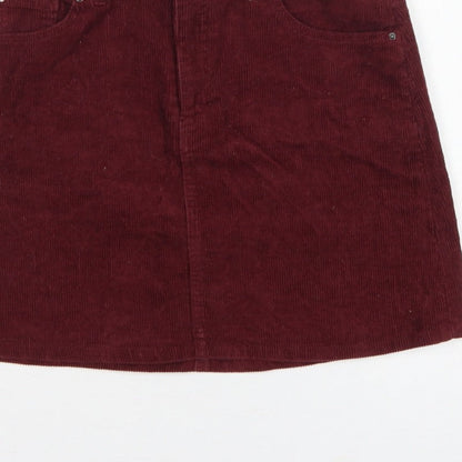 H&M Women’s Burgundy Red UK 10 Corduroy Straight Mini Skirt Pockets