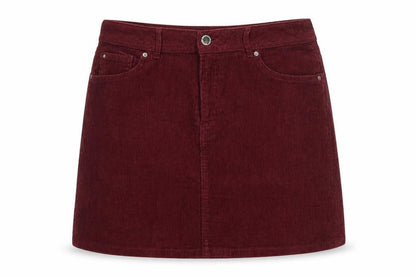 H&M Women’s Burgundy Red UK 10 Corduroy Straight Mini Skirt Pockets