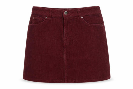 H&M Women’s Burgundy Red UK 10 Corduroy Straight Mini Skirt Pockets
